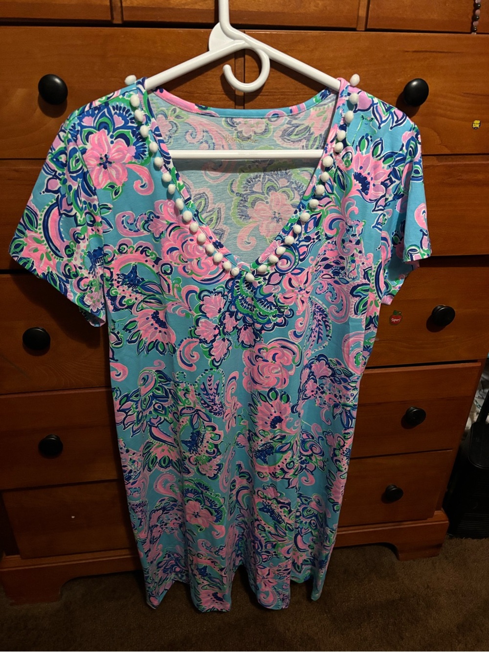 Lilly Pulitzer V-Neck Blue & Pink Paisley dress size XL